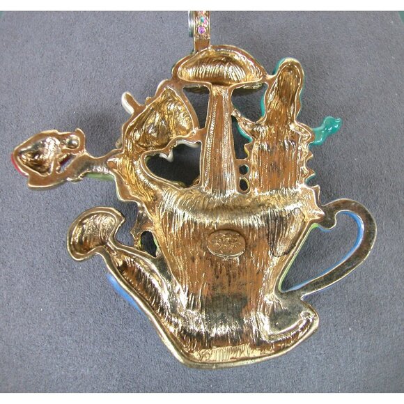 Kirks Folley Enamel Mad Hatter Tea Party Pendant Only - Picture 2 of 2